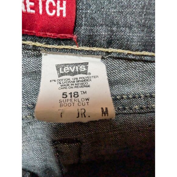 VTG Levi's 518 Size 7 Jr. Superlow Boot Cut Stretch Gray Jeans Women 31x32 - Picture 4 of 7